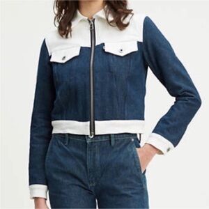 NWT Levi’s Western Slim Trucker Colorblock Zip Front Denim Jacket Size Medium